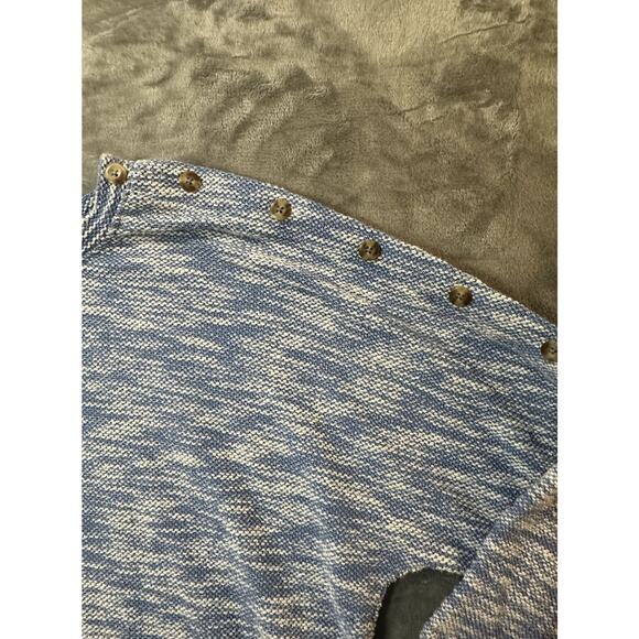 Time and Tru Blue White Marled Knit Button Shoulder Pullover Sweater XL 16-18 - Picture 3 of 9
